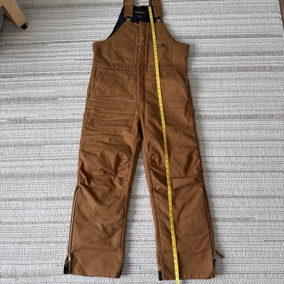 Walls Bib Overalls Mens Insulated Lined Canvas Duck Workwear Brown Excellent - Picture 15 of 16